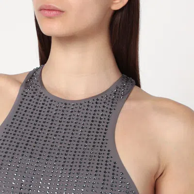 Venuja Grey One-piece Swimsuit With All-over Stud Decoration In Tech Fabric Woman In Pink