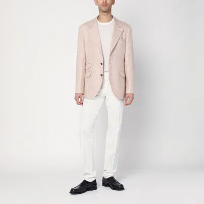 Brunello Cucinelli Papaya-colored Prince Of Wales Jacket In Beige