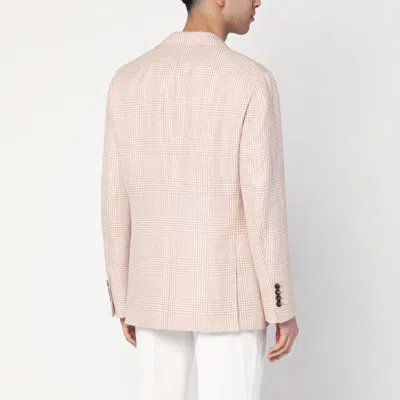 Brunello Cucinelli Papaya-colored Prince Of Wales Jacket In Beige