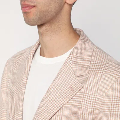 Brunello Cucinelli Papaya-colored Prince Of Wales Jacket In Beige