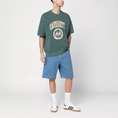 Carhartt Bermuda Landon In Denim Con Patch Logo In Blue