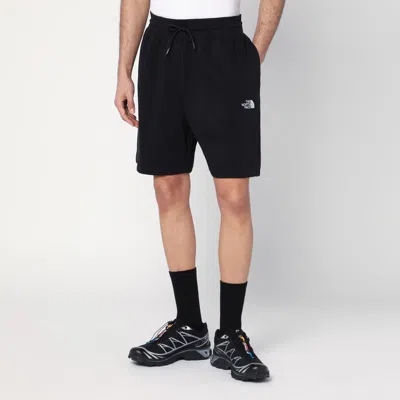 The North Face Black Cotton-blend Shorts With Logo In Light Blue