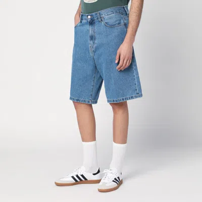 Carhartt Bermuda Landon In Denim Con Patch Logo In Blue