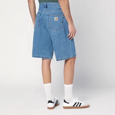 Carhartt Bermuda Landon In Denim Con Patch Logo In Blue