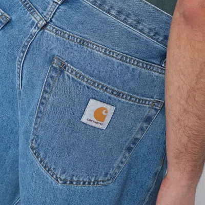 Carhartt Bermuda Landon In Denim Con Patch Logo In Blue