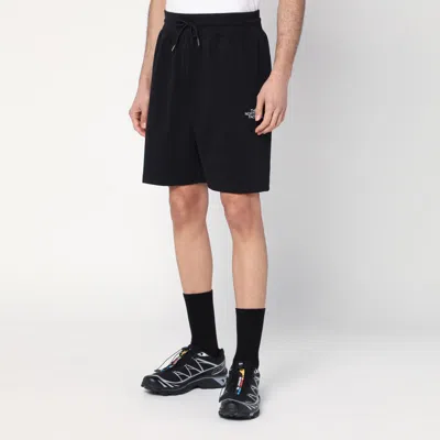 The North Face Black Cotton-blend Shorts With Logo In Light Blue