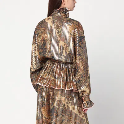 Valentino Patterned Lurex Blouse In Beige