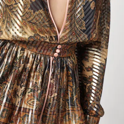 Valentino Patterned Lurex Blouse In Beige