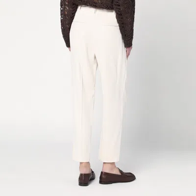 Brunello Cucinelli Women Slouchy Trousers In Viscose And Linen Fluid Twill With Moniline In Beige