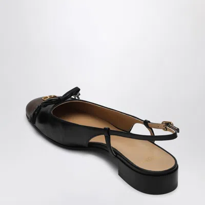 Valentino Garavani Women Two-tone Leather Valet Du Roe Ballerinas In Black