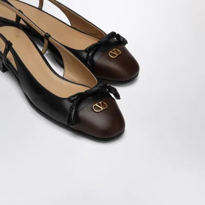Valentino Garavani Women Two-tone Leather Valet Du Roe Ballerinas In Black