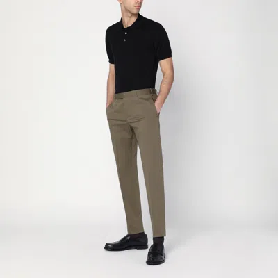 Pt Torino Slim-fit Military Green Trousers In Cotton In Green