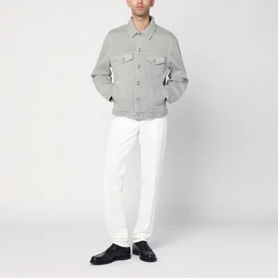Brunello Cucinelli Structured Denim Jacket With Soft Finish In Green