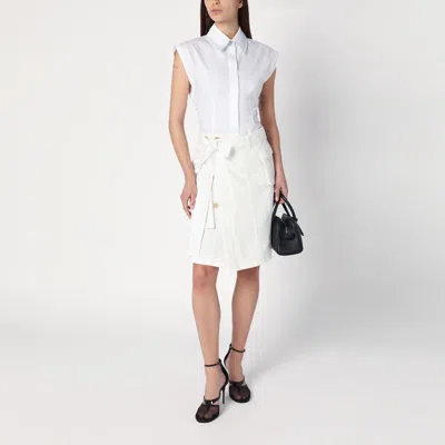Ferragamo Mini Wrap Skirt In Cotton Blend In White