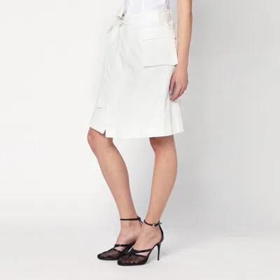 Ferragamo Mini Wrap Skirt In Cotton Blend In White