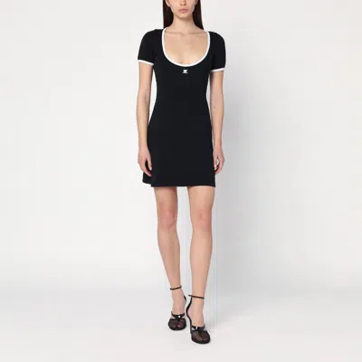 Courrèges Holistic Contrast Jersey Mini Dress In Black