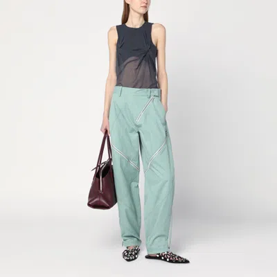 Attico Sage Green Trousers With Zip In Green