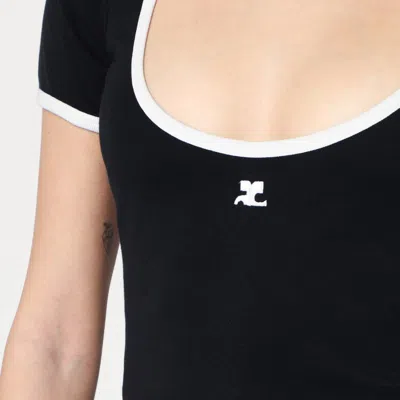 Courrèges Holistic Contrast Jersey Mini Dress In Black