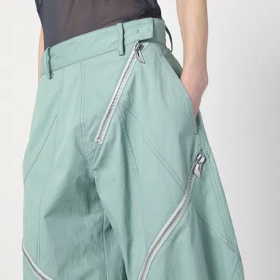 Attico Sage Green Trousers With Zip In Green