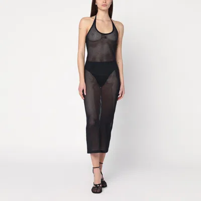 Courrèges Holistic Sheer Cotton Midi Dress In Black