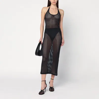 Courrèges Holistic Sheer Cotton Midi Dress In Black