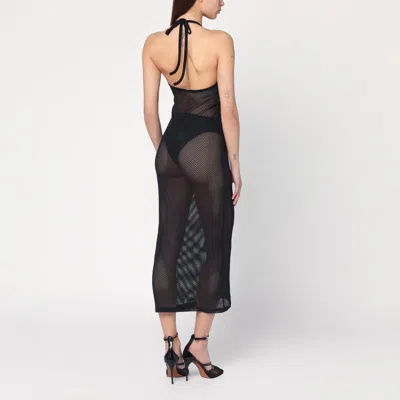Courrèges Holistic Sheer Cotton Midi Dress In Black