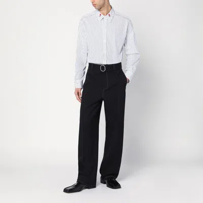 Bottega Veneta White Shirt With Black Stripes In Cotton In White