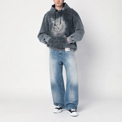 Miharayasuhiro Maison Mihara Yasuhiro Washed Black Sweatshirt With Distressed Effect In Grey