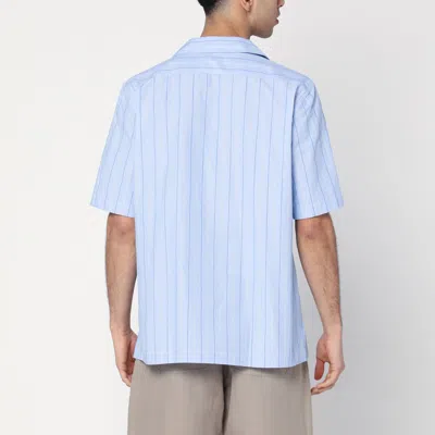 Lardini Cotton Shirt With Bowling Style Stripes In Light Blue