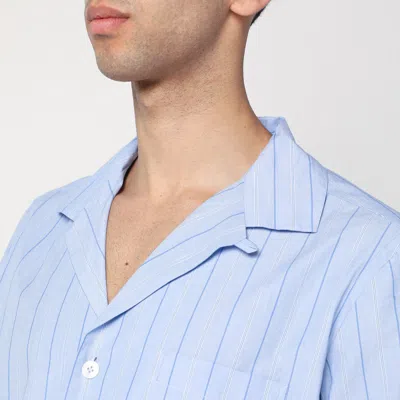 Lardini Cotton Shirt With Bowling Style Stripes In Light Blue