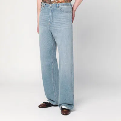 Valentino Light Blue Jeans With Washed Effect In Blue