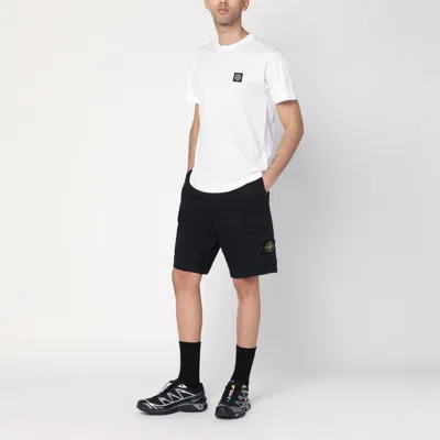 Stone Island Navy Stretch Cotton Tela Paracadute Shorts In Blue