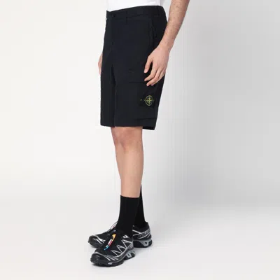 Stone Island Navy Stretch Cotton Tela Paracadute Shorts In Blue
