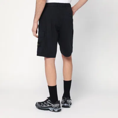 Stone Island Navy Stretch Cotton Tela Paracadute Shorts In Blue