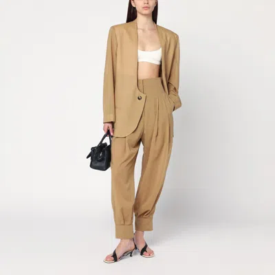 Philosophy Di Lorenzo Serafini Philosophy Beige Pleated Wool-blend Trousers In Green
