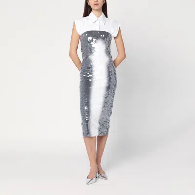 Sportmax Midi Dress With Gradient Sequin Effect In White