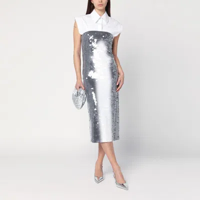 Sportmax Midi Dress With Gradient Sequin Effect In White