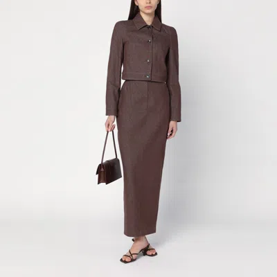 Max Mara Belted Jacket With Buttoned Cuffs And Epaulettes In Brown