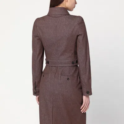 Max Mara Belted Jacket With Buttoned Cuffs And Epaulettes In Brown