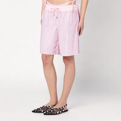 Venuja Pink Bermuda Shorts With Crystals In Pink