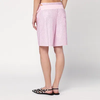 Venuja Pink Bermuda Shorts With Crystals In Pink