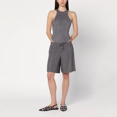 Venuja Grey Bermuda Shorts With Crystals In Gray