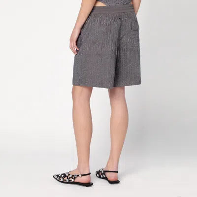 Venuja Grey Bermuda Shorts With Crystals In Gray