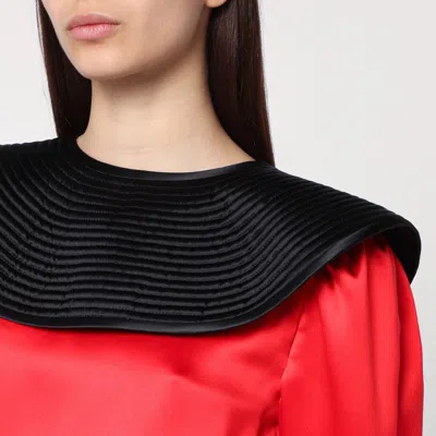 Valentino Red Silk Blouse With Black Collar In Orange