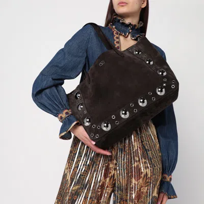 Valentino Nellcôte Medium Shopping Bag In Garnet Calfskin In Brown