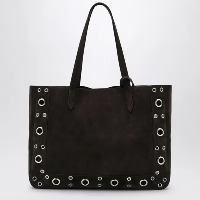 Valentino Nellcôte Medium Shopping Bag In Garnet Calfskin In Brown