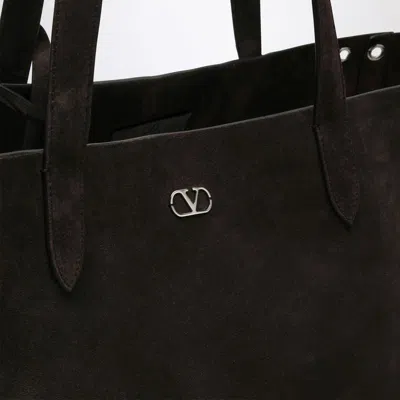 Valentino Nellcôte Medium Shopping Bag In Garnet Calfskin In Brown