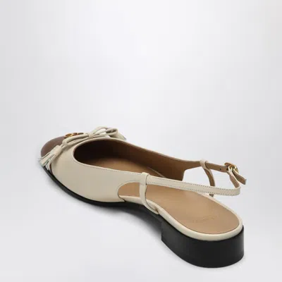 Valentino Garavani 'valet Du Roi' White Ballet Flats With Vlogo Plaque On The Front And Adjustable L In Beige