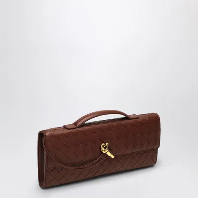 Bottega Veneta Long Andiamo Clutch Bag With Handle In Brown