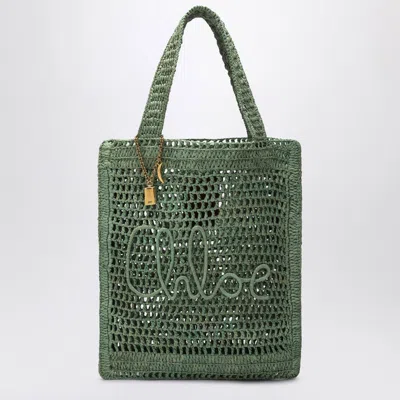 Chloé Chloe Women Green Raffia Estate Banana Shopping Bag In Green